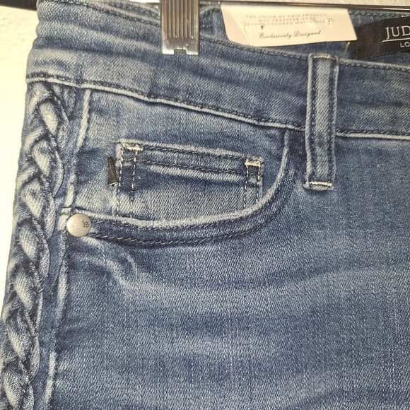 NWT Judy Blue Jeans Womens 5/27 Blue Dark Wash Relaxed High Rise Skinny Braided - Picture 5 of 10